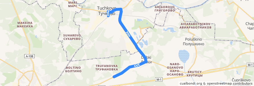 Mapa del recorrido Автобус №62 Труфановка-Тучково de la línea  en Moscow Oblast.