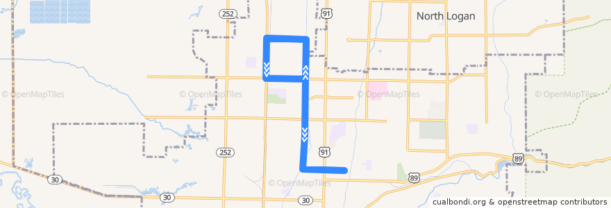 Mapa del recorrido 9 de la línea  en Logan.