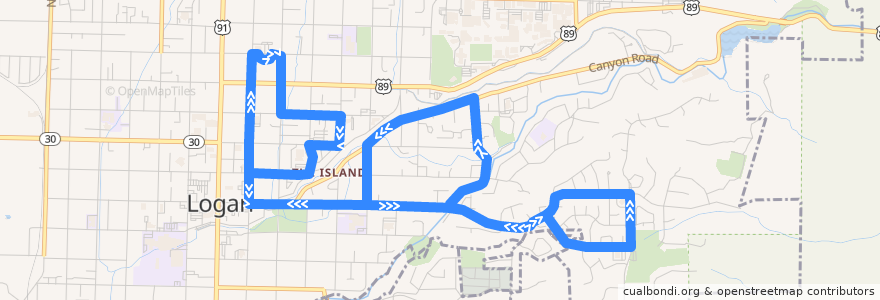 Mapa del recorrido Route 3 - Island, Cliffside de la línea  en Logan.