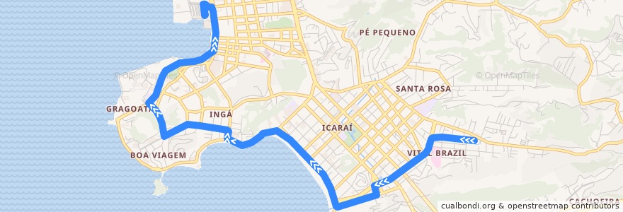 Mapa del recorrido 47 - Centro x Canto do Rio de la línea  en Niterói.