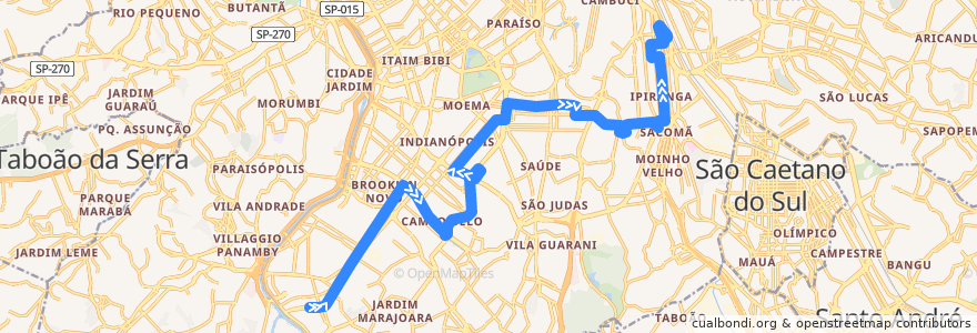 Mapa del recorrido 476A-10 Ipiranga de la línea  en San Pablo.