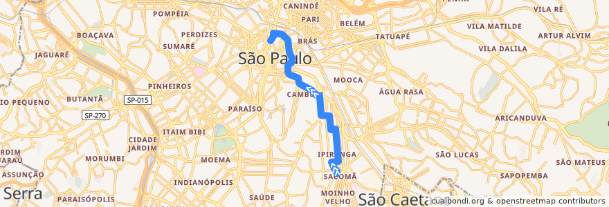 Mapa del recorrido 5107-10 Terminal Correio de la línea  en 상파울루.