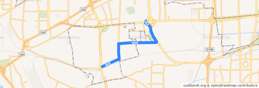 Mapa del recorrido Bus 459: 丽泽桥 => 云岗南宫公交场站 de la línea  en Fengtai District.