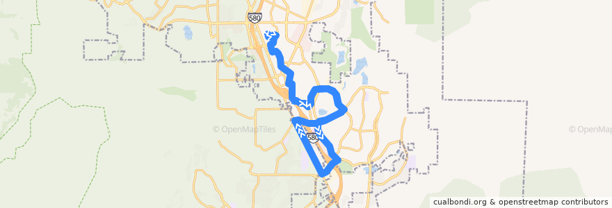 Mapa del recorrido RTC Route 56 South Meadows/Damonte Ranch de la línea  en Reno.