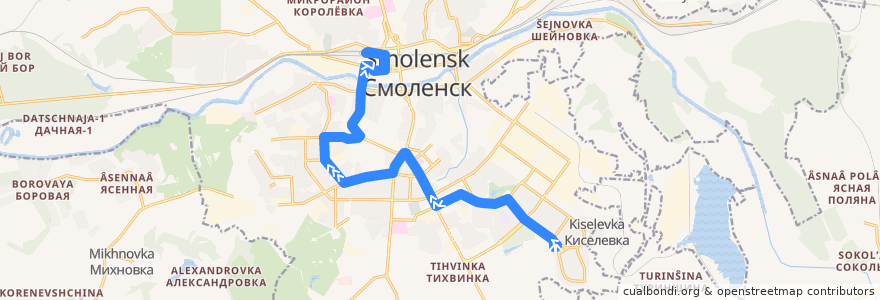 Mapa del recorrido Трамвай №4: ул.Петра Алексеева - ул. М. Еременко de la línea  en городской округ Смоленск.