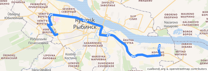 Mapa del recorrido Автобус №1: Буксирная улица - ПАТП №1 de la línea  en городской округ Рыбинск.