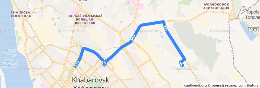 Mapa del recorrido Автобус 42: Дворец профсоюзов - МТЦ "Выборгский" de la línea  en 伯力市.
