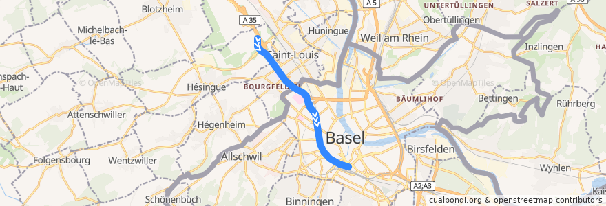 Mapa del recorrido Bus 50: EuroAirport => Bahnhof SBB de la línea  en .