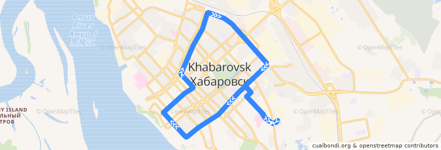 Mapa del recorrido Автобус 52: пер. Облачный - Госбанк - Кафедральный собор - пер. Облачный de la línea  en городской округ Хабаровск.