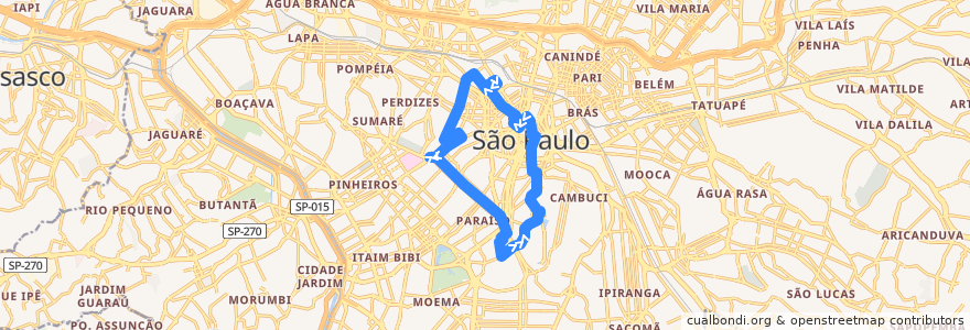 Mapa del recorrido 508L-10 Aclimação (circular) de la línea  en 상파울루.