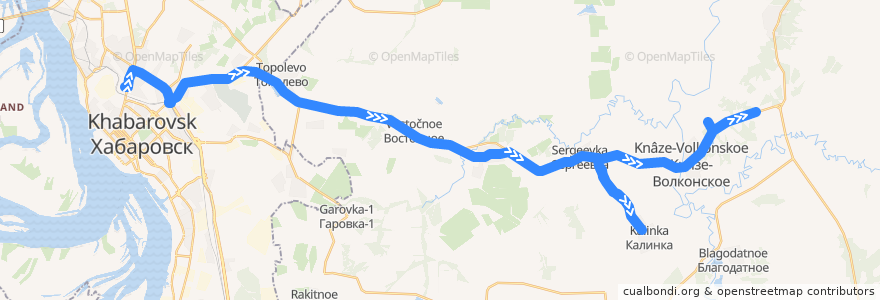 Mapa del recorrido Автобус 101: Автовокзал - Князе-Волконское de la línea  en 哈巴罗夫斯克边疆区.