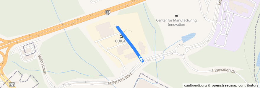 Mapa del recorrido CUICAR-St. Francis Free Shuttle de la línea  en Greenville.