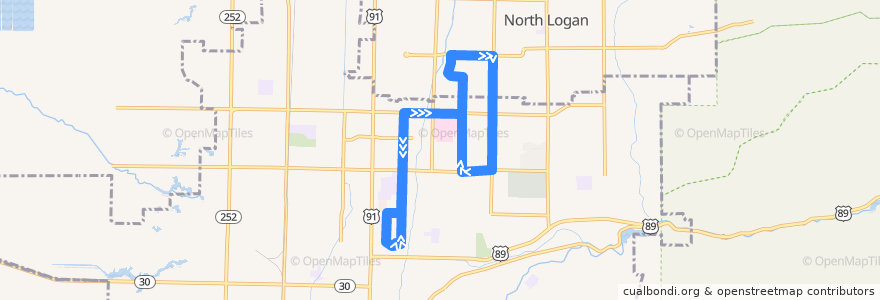 Mapa del recorrido Route 2 de la línea  en Cache County.