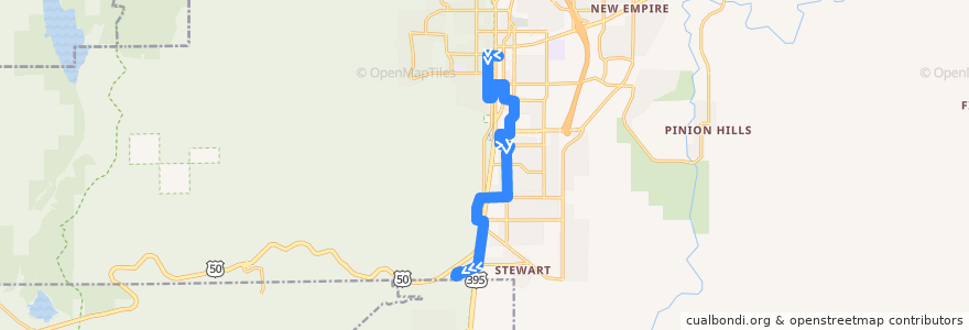 Mapa del recorrido Jump Around Carson Route 3 South Carson Area (outbound) de la línea  en Carson City.