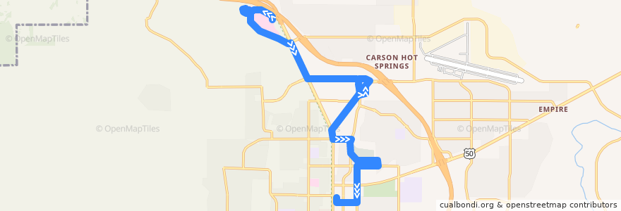 Mapa del recorrido Jump Around Carson Route 1 North Carson Area (inbound) de la línea  en Carson City.