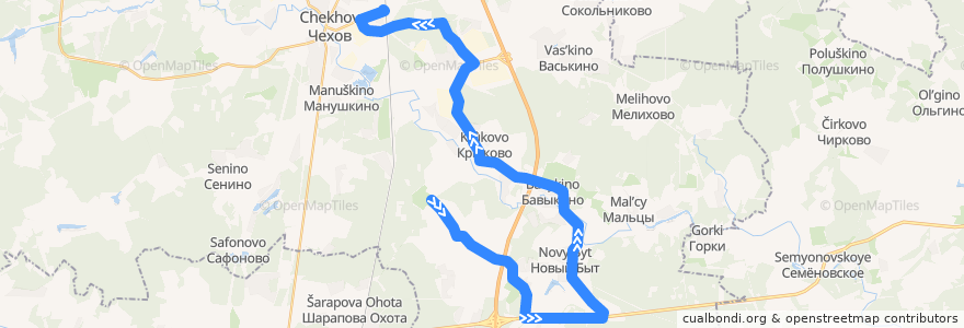 Mapa del recorrido Автобус №36 Чехов: Красные Орлы Новый Быт - Чехов de la línea  en городской округ Чехов.