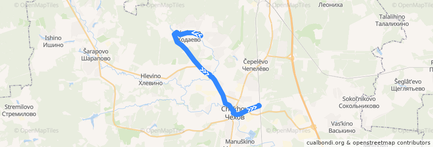 Mapa del recorrido Автобус №24 Чехов: Ходаево - Чехов de la línea  en городской округ Чехов.