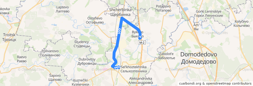 Mapa del recorrido Автобус №1051: Станция Подольск - Быково de la línea  en городской округ Подольск.