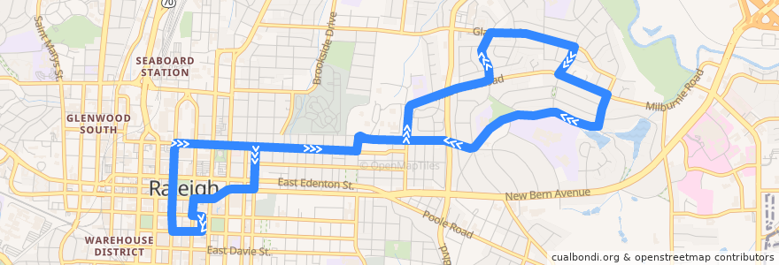 Mapa del recorrido GoRaleigh 10 Longview de la línea  en Роли.