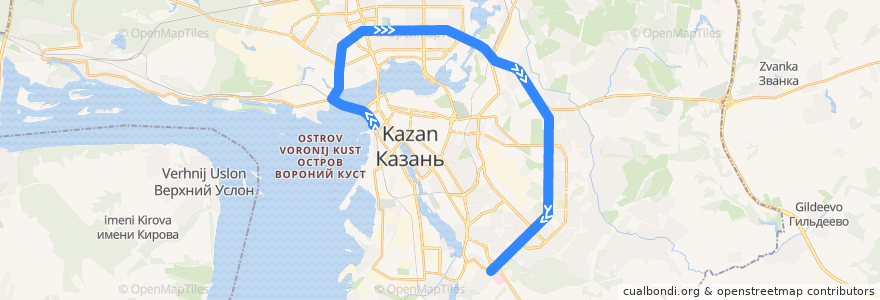 Mapa del recorrido ТМ 5 Ж/Д Вокзал - Солнечный город de la línea  en городской округ Казань.