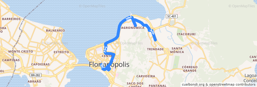 Mapa del recorrido Ônibus 132: Agronômica via Gama D'Eça H.I. de la línea  en فلوريانوبوليس.