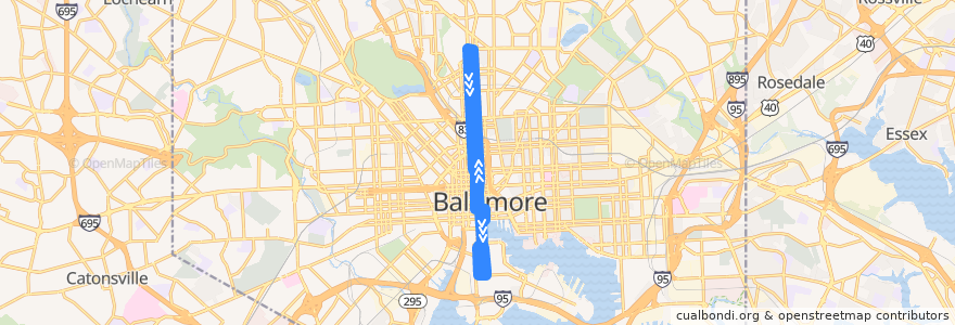 Mapa del recorrido Charm City Circulator Purple Route de la línea  en Baltimore.