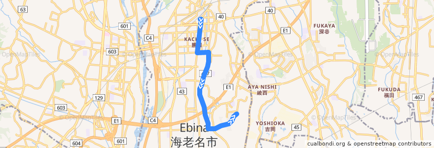 Mapa del recorrido 綾31 de la línea  en Ebina.