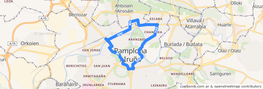 Mapa del recorrido TUC L21 de la línea  en Pamplona.