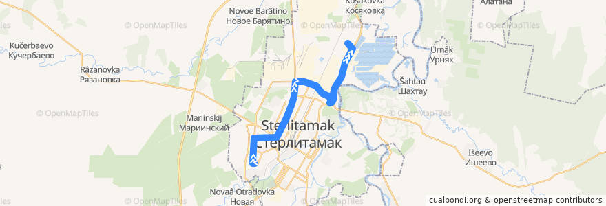 Mapa del recorrido Троллейбус №8а: Больничный городок - КОК de la línea  en городской округ Стерлитамак.