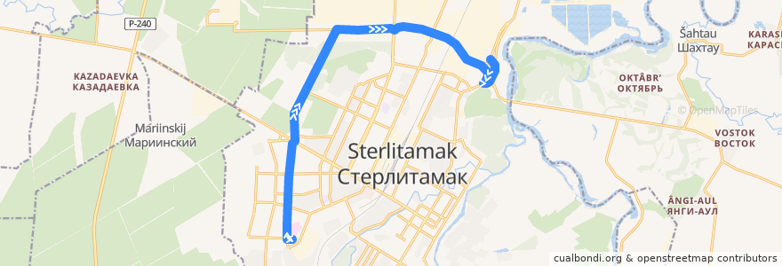 Mapa del recorrido Троллейбус №9: Больничный городок - Сода de la línea  en городской округ Стерлитамак.