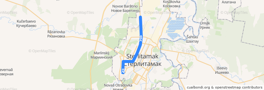 Mapa del recorrido Троллейбус №10: Больничный городок - посёлок Первомайский de la línea  en городской округ Стерлитамак.