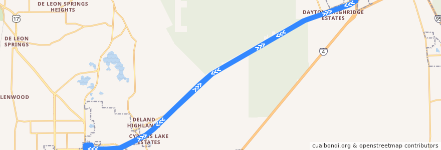 Mapa del recorrido 60 East/West Connector de la línea  en Volusia County.