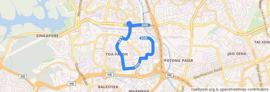 Mapa del recorrido Svc 535 de la línea  en Central.