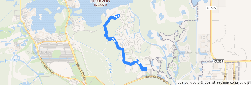 Mapa del recorrido Outpost Purple de la línea  en Bay Lake.