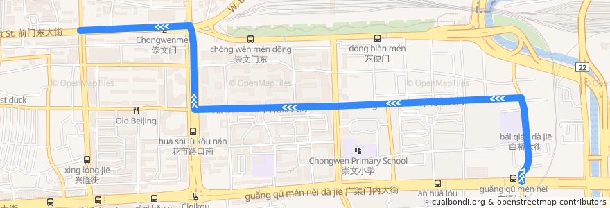 Mapa del recorrido Bus 8: 龙潭公园 => 前门 de la línea  en 北京市.