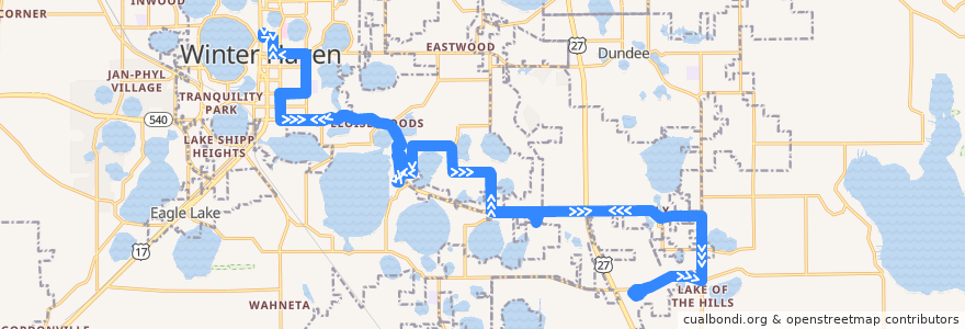 Mapa del recorrido Legoland de la línea  en Polk County.