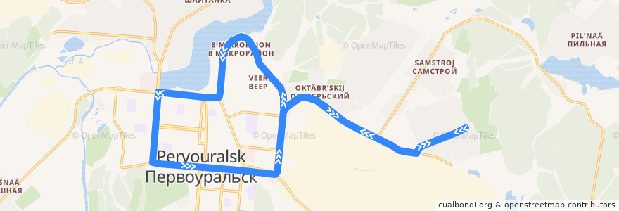 Mapa del recorrido Автобус 7: Сады – Береговая – Стоматология – Сады de la línea  en городской округ Первоуральск.