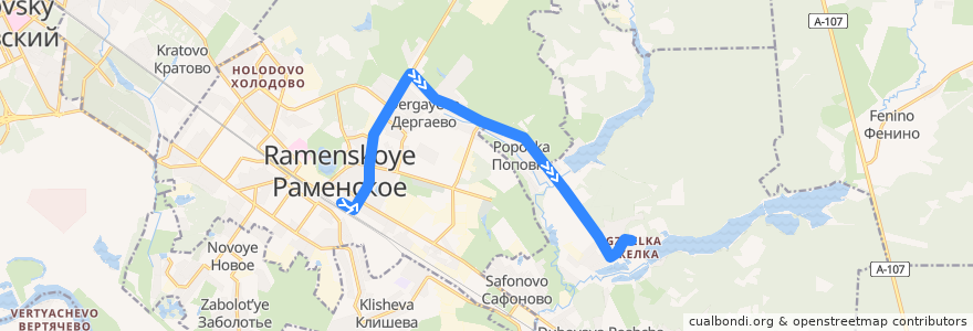 Mapa del recorrido Автобус №47: Раменское – Рыбхоз de la línea  en Раменский городской округ.