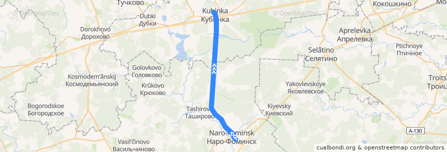 Mapa del recorrido Автобус №27: Станция Нара - Станция Кубинка de la línea  en Oblast de Moscou.