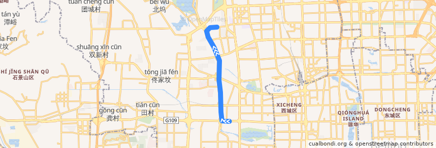 Mapa del recorrido Bus 481: 吴庄 => 巴沟村 de la línea  en Haidian District.