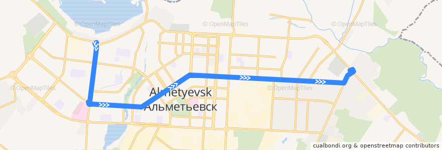Mapa del recorrido Троллейбус №4: Радиоприбор - РТС de la línea  en городское поселение Альметьевск.