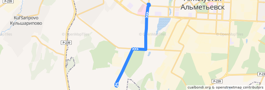 Mapa del recorrido Троллейбус №3: Алнас - Больничный городок de la línea  en городское поселение Альметьевск.