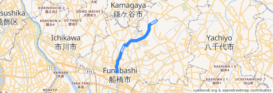 Mapa del recorrido 小室線 de la línea  en Funabashi.