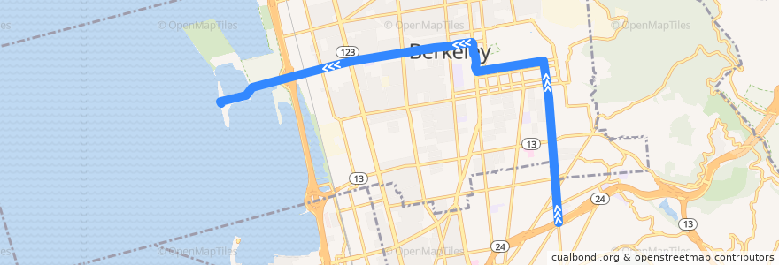 Mapa del recorrido AC Transit 51B: Rockridge BART => Berkeley Marina de la línea  en Berkeley.