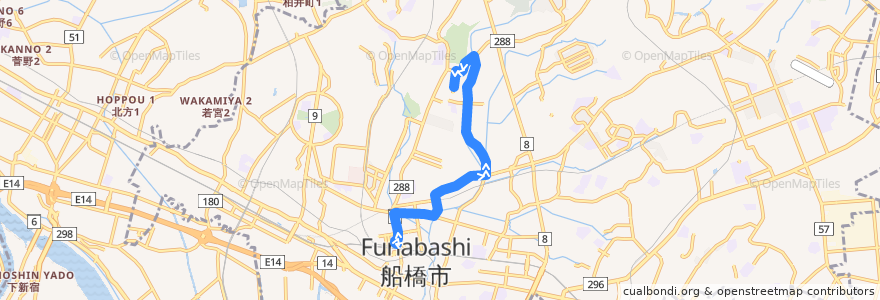 Mapa del recorrido 夏見線 de la línea  en Funabashi.