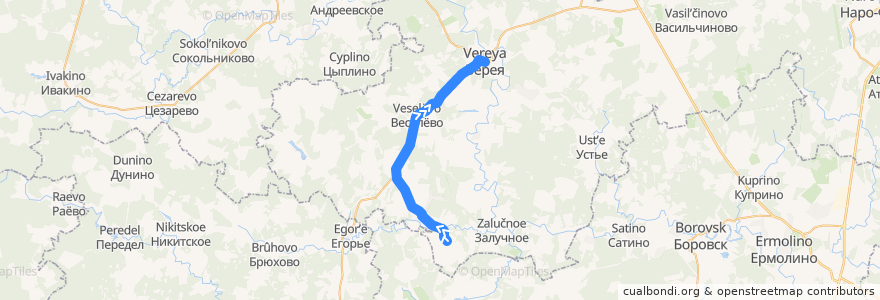 Mapa del recorrido Автобус №40: Лобаново - Верея de la línea  en Наро-Фоминский городской округ.