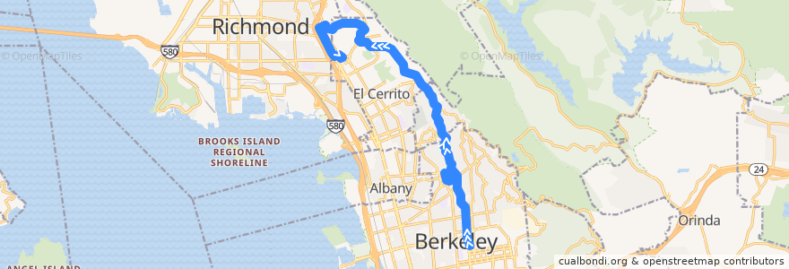 Mapa del recorrido AC Transit 7: Downtown Berkeley => El Cerrito del Norte BART de la línea  en Californie.