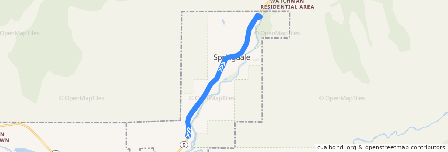 Mapa del recorrido Springdale Shuttle (Northbound) de la línea  en Springdale.