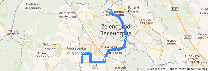 Mapa del recorrido Автобус № 32: Северная - 16 микрорайон de la línea  en Зеленоградский административный округ.