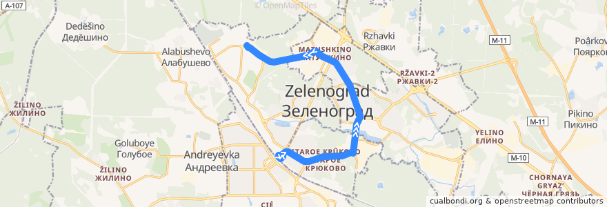 Mapa del recorrido Автобус № 3: Станция Крюково - Западная de la línea  en Зеленоградский административный округ.